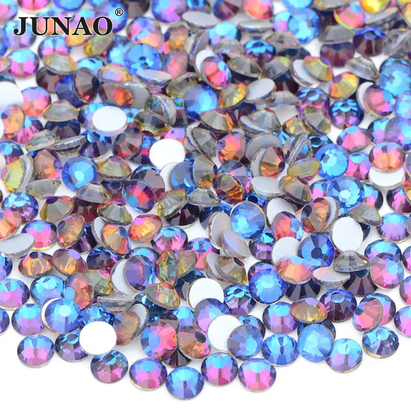 sewing material fabric JUNAO Wholesale ss6 ss8 ss10 ss12 ss16 ss20 ss30 Transparent AB Glass Flatback Rhinestone Non Hot Fix Strass Nail Crystal Stones sewing supply near me Fabric & Sewing Supplies