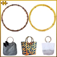 

O Shape DIY Women Bags Handles Purse Handcrafted Bamboo Imitation Natural Round Bamboo Handle Bags Accessories 13cm/15cm