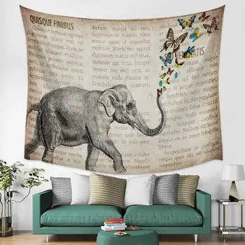

Newspaper Elephant Wall Decor Wall Decor Bedspread Tapestry Wall Art Blanket Bedding Sheet Throw Personalized Anti-Allergy