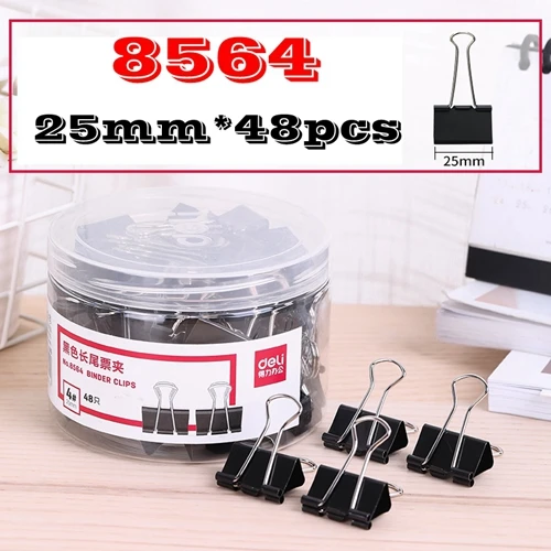 12-60 шт./кор. Deli 8561 нержавеющая связывающая клипсы бумажные клипсы 1#50 мм 2#41 мм 3#32 мм 4#25 мм 5#19 мм 6#15 мм зажимы полная коробка - Цвет: 25mm(48pcs)