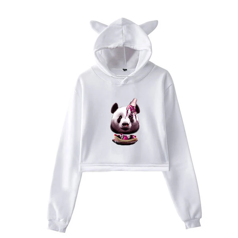 Kawaii Panda Harajuku Толстовка уличная толстовка женская розовая одежда толстовки в стиле хип-хоп одежда для девочек зимние топы с длинными рукавами - Цвет: 8