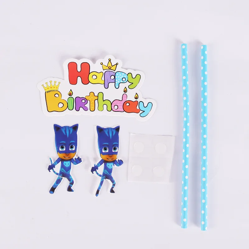 PJ Masks мультфильм тема День рождения костюм для фигуры для детей игрушки украшения Catboy Owlette Gekko Аниме Кукла игрушечная тарелка