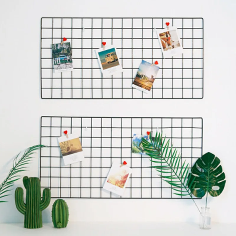35X35CM Nordic style Home Wall Decor Iron Grid Decor Photo Frame Wall Art Display Mesh Organizer Postcards DIY Rack Holder afbeelding