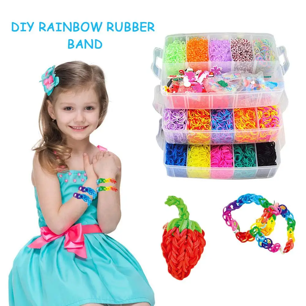 

DIY Rainbow Rubber Bands Twist Loom Set Rubber Loom Bands Kits Friendship Bracelet Maker Making Kit For Kids