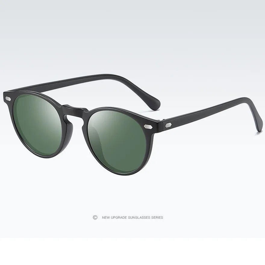 Мужские поляризованные солнцезащитные очки для мужчин и женщин, Ретро дизайн TR90, оправа, мужские очки, аксессуары для вождения, солнцезащитные очки, UV400 - Цвет линз: black green