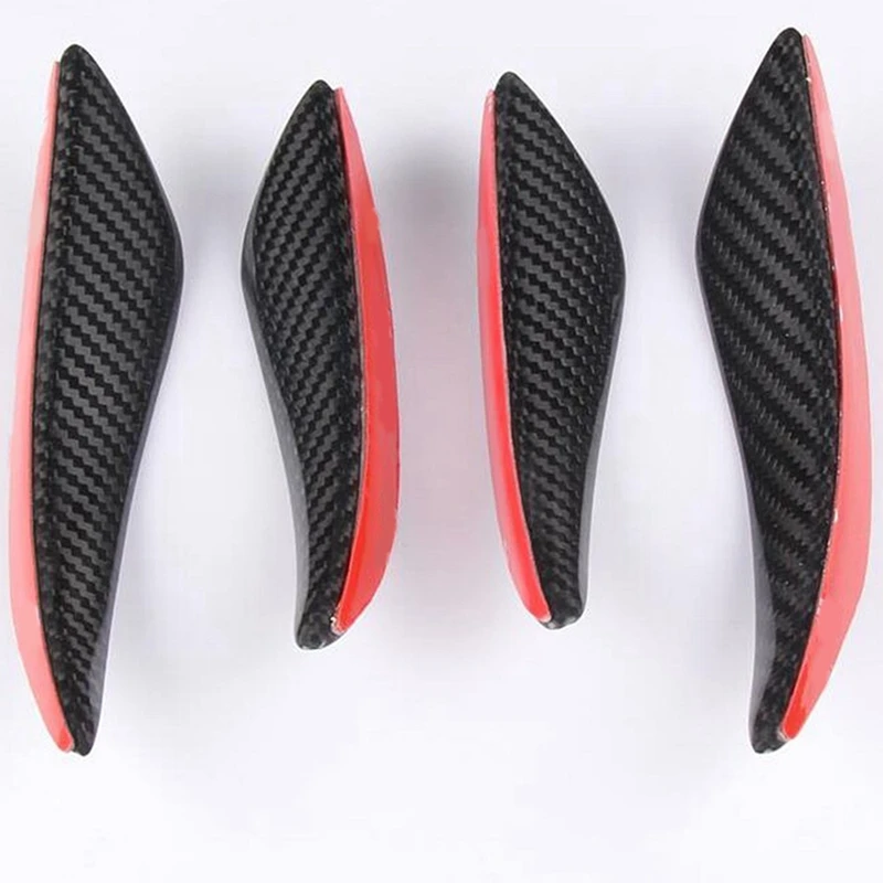 New 4Pcs Universal C Style Carbon Fiber Front Bumper Canards Shark Fins Deflectors Lip Kit Canards Splitters