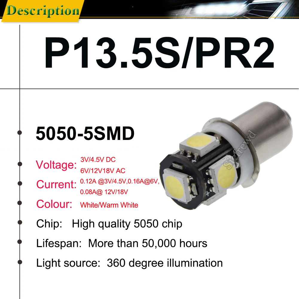 Ersatz-LED P13.5S PR2 für Fahrradlampe Taschenlampe Innenraumbeleuchtung  0 0 T 