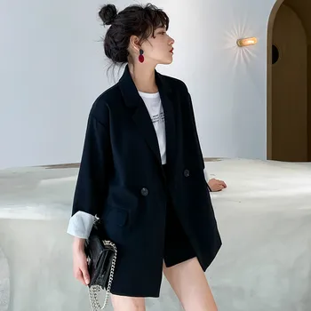 

High quality black small suit 2019 Korean version of the autumn loose long-sleeved ladies jacket blazer Casual office suit