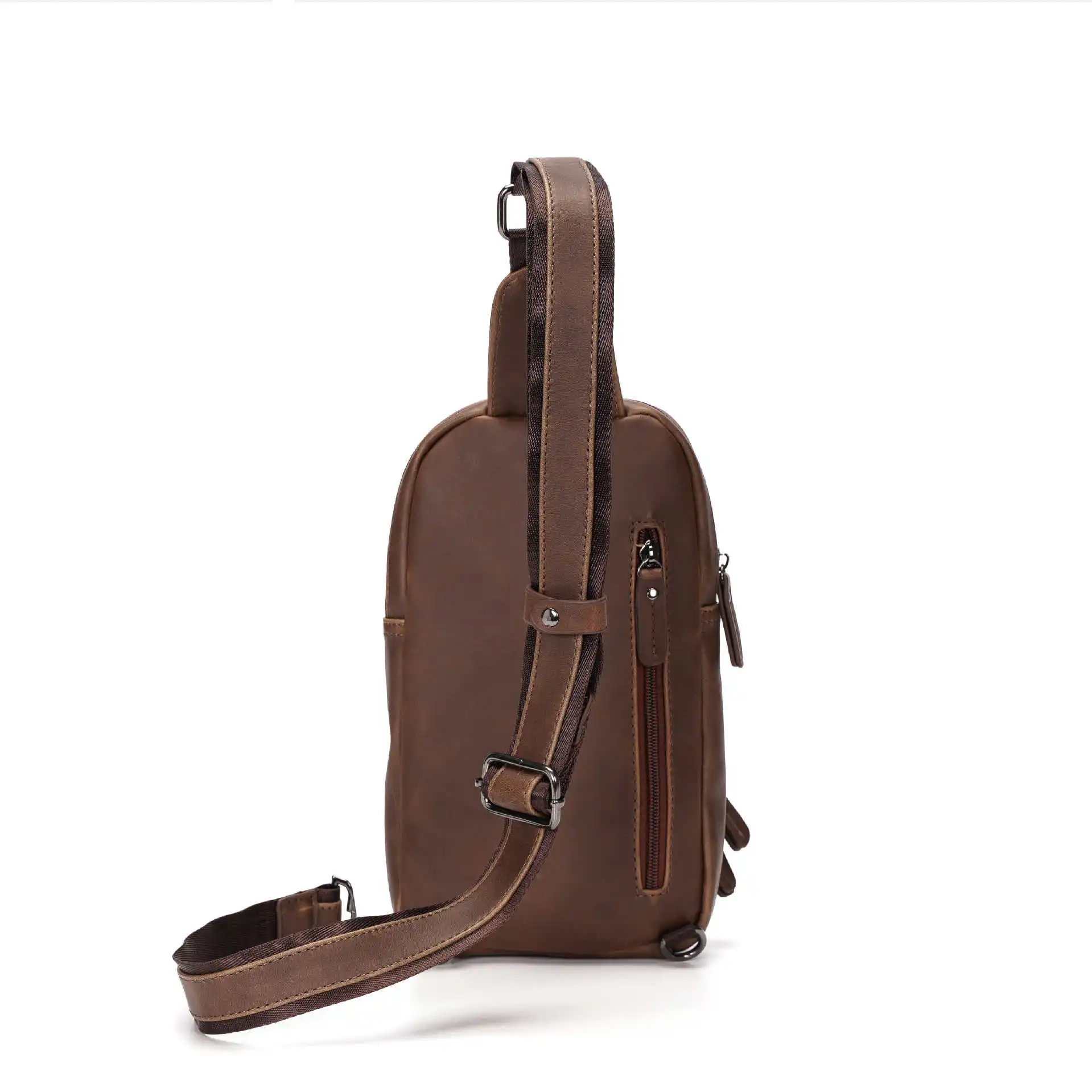 New Chest Bag Men's Crazy Horse PU Leather Sling Bag Large Capacity Men's Bag Crossbody Bags Travel Bags