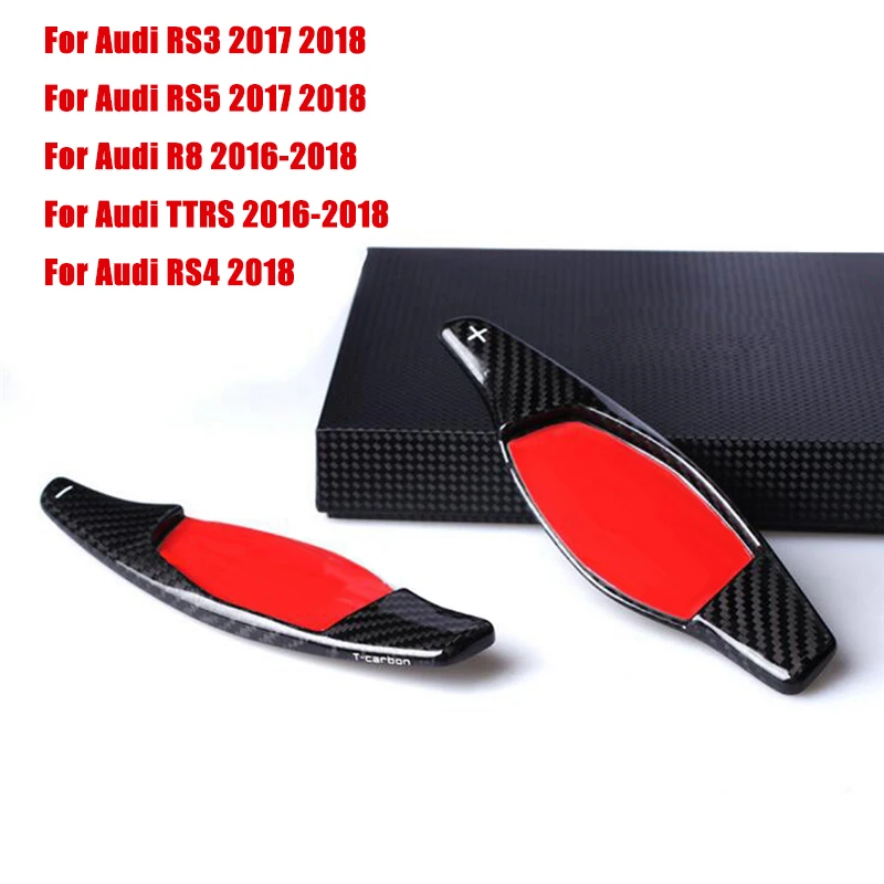 Carbon Fiber Car Steering Wheel Shift Paddle Extension Shifter Trim For Audi RS4 2018 RS3 RS5 2017 2018 TTRS 2016 - 2018 TT RS