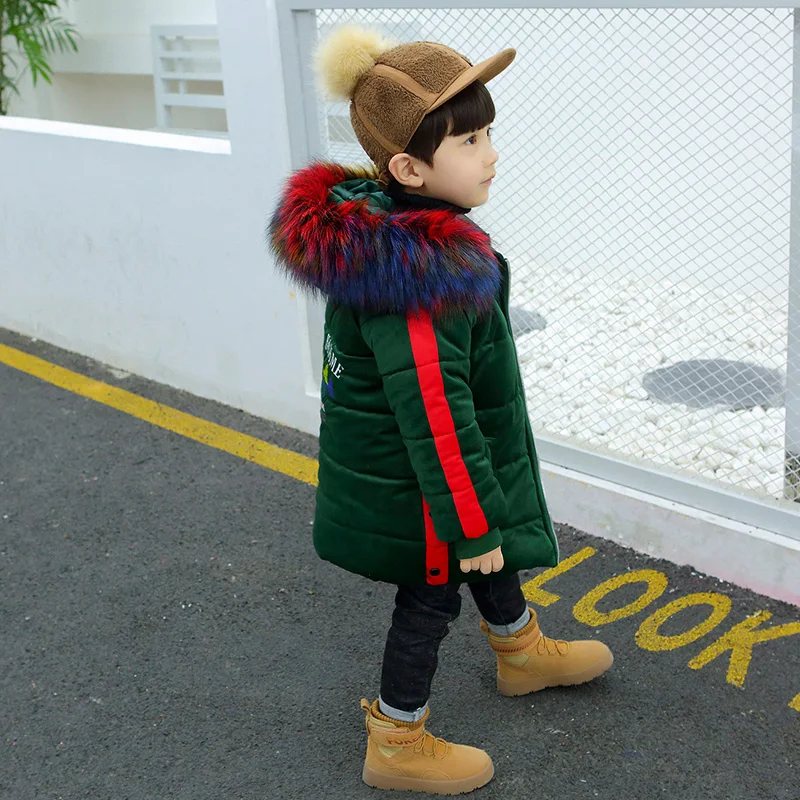 Boys cotton coat winter new baby boy fur collar cotton jacket