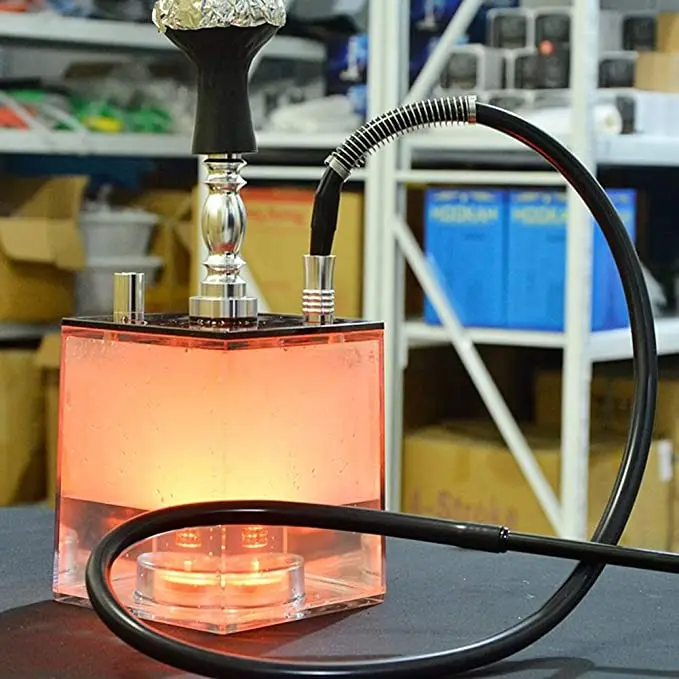 

Transparent Acrylic Shisha set with LED Light Sheesha Narguile Chicha Hookah Box include Silicon Bowl&Clip&Pipe Hose Shisha Pipe