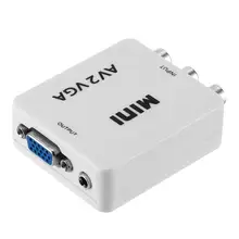 Hd rca cvbs av ao conversor de vídeo vga conversor de vídeo mini adaptador de conversor de vídeo av2vga com 3.5mm de áudio para pc conversor de hdtv