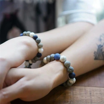 

Universe Healing Energy Chakra Stone Beads Bracelets For Couple 10 mm African Turquoi Bangle Men Vintage Elastic Pulsera Jewelry