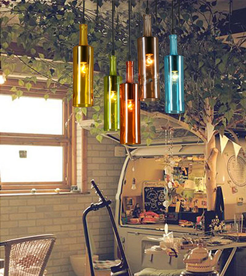 Винтажный креативный стеклянный подвесной светильник светодиодный E27 с 5 цветами, подвесной светильник для бара, кухни, ресторана, спальни, магазина