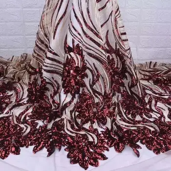 

Velvet Lace Fabric for Dresses Latest Nigerian French Tulle Lace with Sequin High Quality African Sequins Lace Fabric