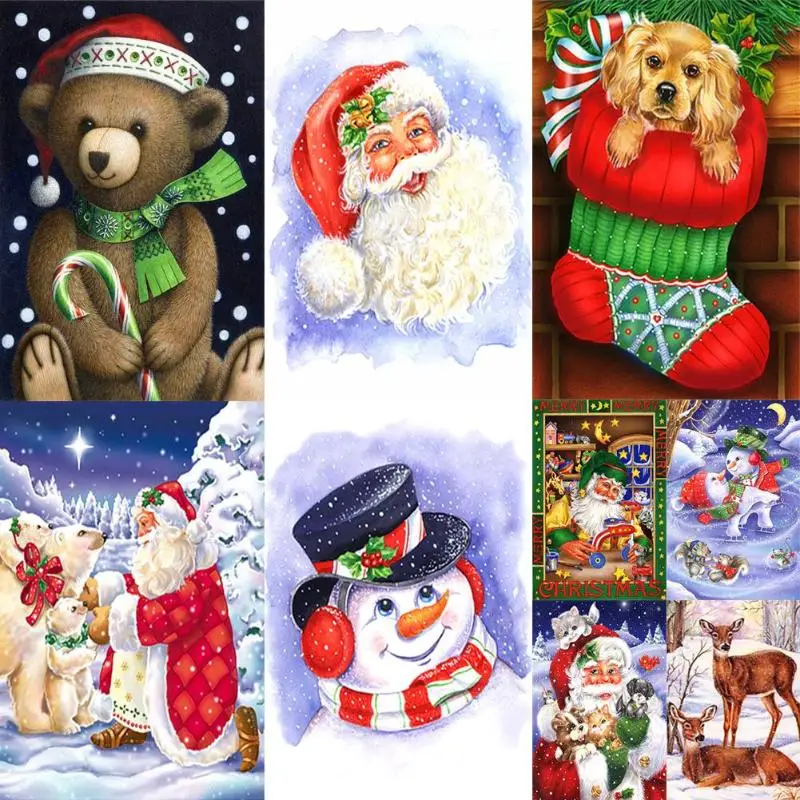 

5D DIY Full Drill Diamond Painting Santa Claus Animal Home Decor Needlework for Bedroom Christmas Decoration for Home 30*40 cm