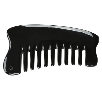 

1pc Natural Ox Horn Multi-functional Massage Hair Back Scraping Massage Comb Hair Scalp Massage Comb for Women and Men (Black)