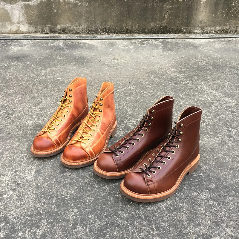 

Autumn Winter New Designer Vintage Cow Leather Men Casual Shoe Wings Goodyear Welted Dress Work Motorcycle Boots Men Ankle Boot