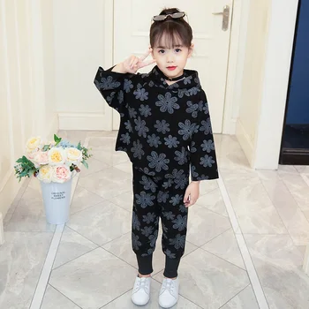 

Cute Baby Girls Clothes Sets Floral Pullover Hoodies Tracksuit For Girl 2PCS High Quality New Fashion Long Sleeve Sport Suit