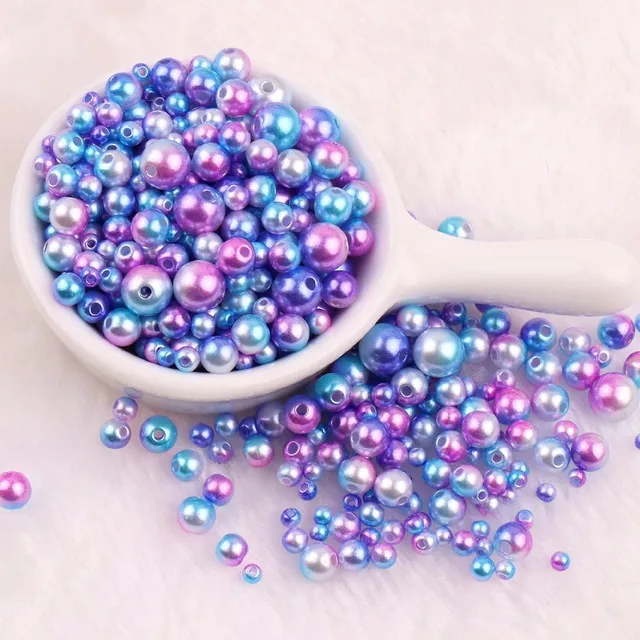 150-200Pcs Colorful ABS Imitation Pearls Mix 3-8mm Round Beads With Holes DIY Bracelet Charms Necklace Beads For Jewelry Making Mermaid C06