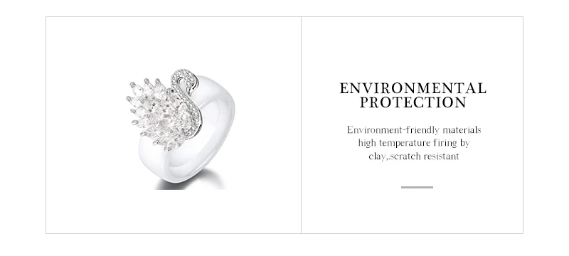 Роскошное блестящее обручальное кольцо с белым лебедем ширина 8 мм, керамические обручальные кольца для женщин и девушек, вечерние женские ювелирные изделия Anel bijoux