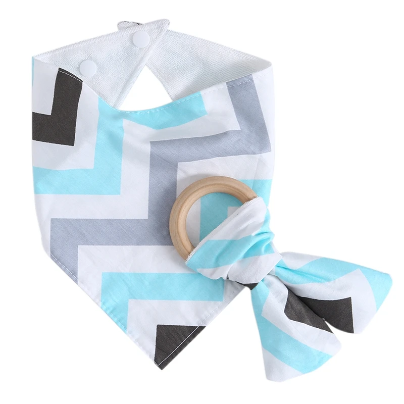

Infant Kids Baby Feeding Saliva Towel Dribble Triangle Bandana Bibs Teether Ring