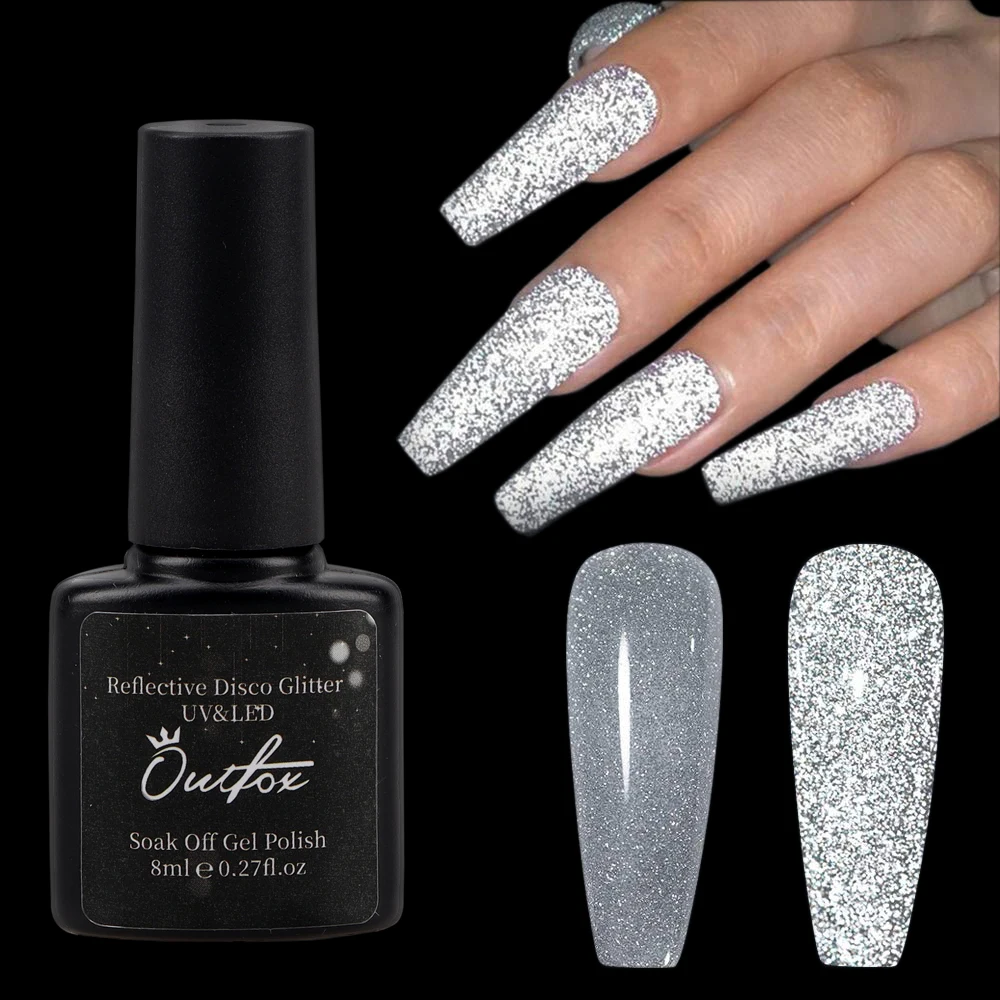 8Ml Reflective Disco Glitter Gel Nail Polish Sparkling Diamond Silver Soak Off UV LED Varnish For False Nails | Красота и здоровье