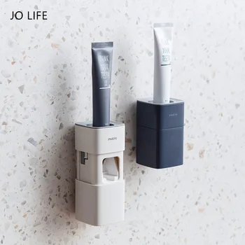 

JO LIFE Wall Mount Automatic Toothpaste Dispenser Dust-proof Squeezing Toothpaste Holder Bathroom Accessories