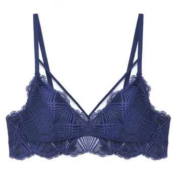 

Elovegirl Fashion Crochet Lace Bralette Women Crop Top French Sexy Bra Summer Bra Backless Sexy Cross Blue Underwear