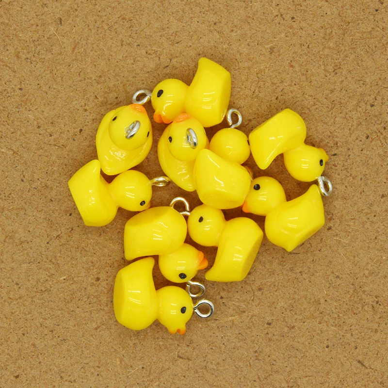 10pcs Solid Color Small Duck Resin Earring Charms Kawaii Animal Pendants For Bracelet Necklace Keychains Diy Jewelry Accessory