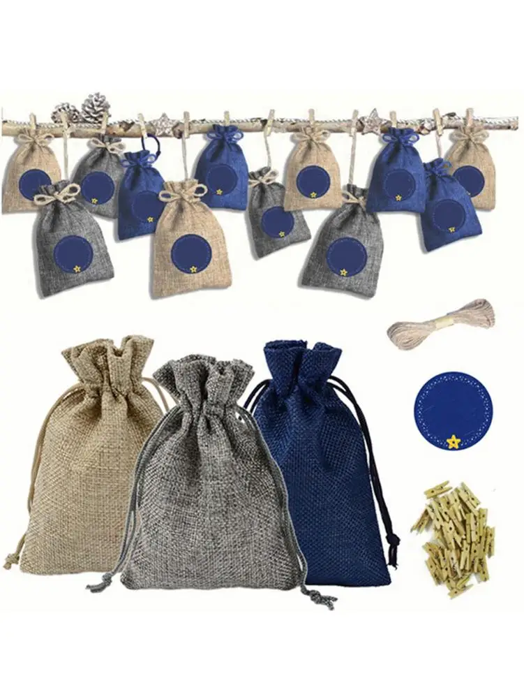 Offerte Calendario di natale Del Mestiere del Tessuto del Sacchetto di Avvento Calendario Borsa In Tessuto Sacchetto del Regalo di Natale Di Natale Calendario Mestiere Kit