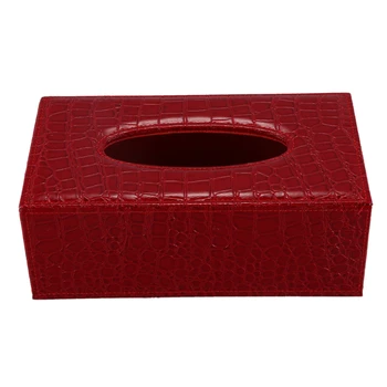 

Durable Home Car Rectangle PU Leather Tissue Box Paper Holder Case Cover Napkin(red Crocodile Grain)