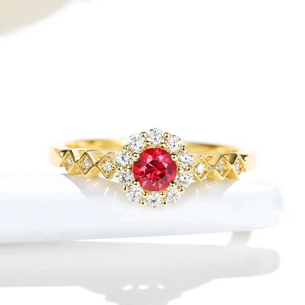 18k yellow gold AULEEZE 0.25CT кольцо из природного рубина настоящий бриллиант 18 К розовое золото кольцо с драгоценным камнем Ювелирный Подарок на юбилей - Цвет камня: 18k yellow gold