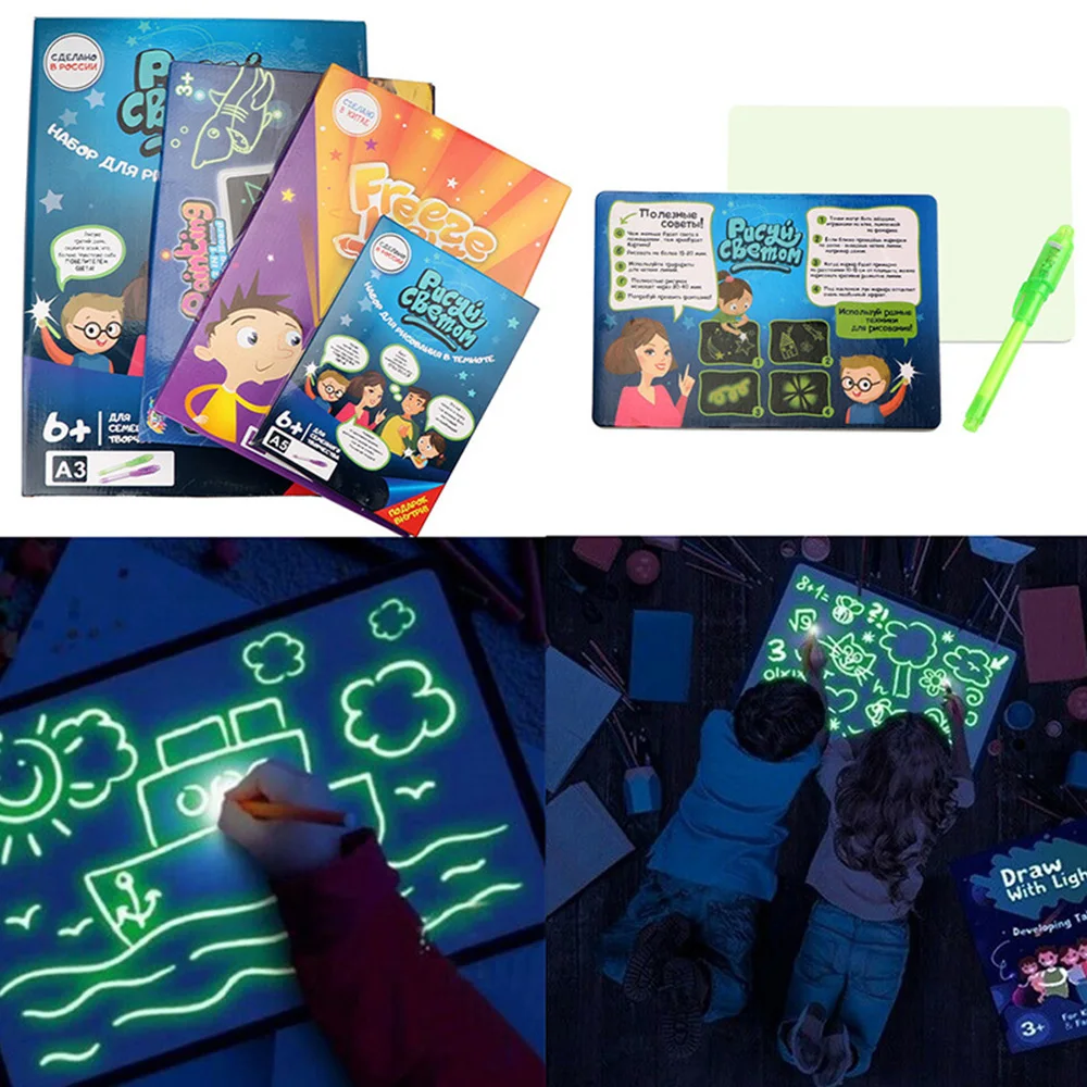 

Drawing Toys Painting Board Graffiti Doodle Drawing Tablet Magic Draw With Light-Fun Fluorescent Pen Educational Toy