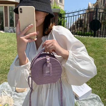 

Net red texture bag women 2020 new wild fashion messenger bag Korean style small round bag women messenger bags