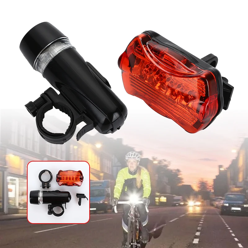

Practical Bike Lamp Kit Warning Taillight WJ-101 ABS Red Black Bicycle Headlight+Taillight Portable Durable Spoke Light
