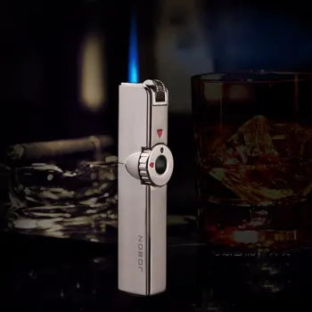 

Ultra-thin Retro Classic Grinding Wheel Inflatable Gas Lighter Windproof Metal Spray Gun Blue Flame Point Cigar Moxibustion