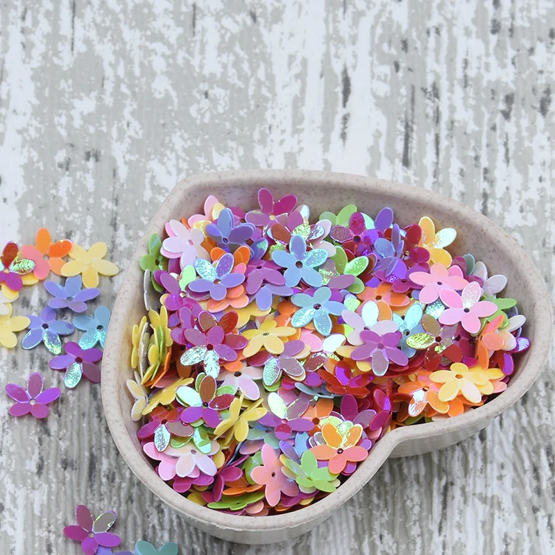AB Mix color Блеск Цвет блестки 10 мм чашки бюстгальтера пять пальцев цветок тесьма с пайетками для шитья свадебные украшения, Для женщин одежная фурнитура 10/20g - Цвет: AB Mix color