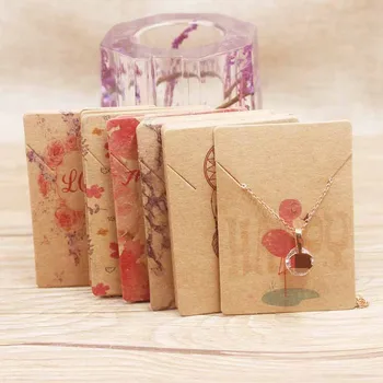 

20pc Newest vintage kraft necklace pendant package card DIY handmade flower/marble style jewelry charms paper display tag card
