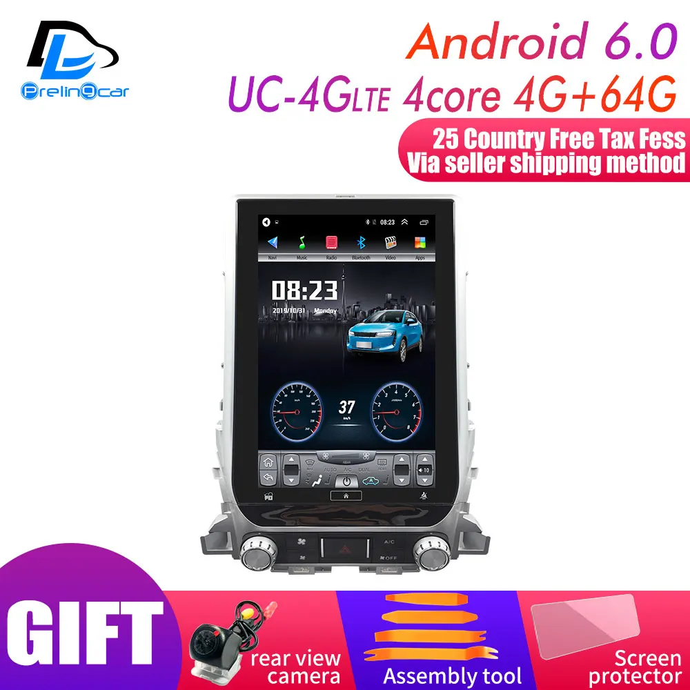 13,8 дюймов 4G Lte 64G вертикальный экран android Мультимедиа Видео Радио плеер для Toyota LANDCRUISER лет Навигация стерео