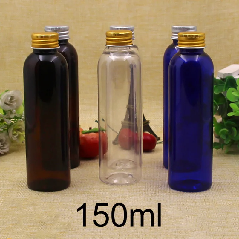 

150ml Water Bottle Clear Blue Brown Plastic Empty Women Makeup Lotion Cosmetic Face Toners Shampoo Container Free Shipping