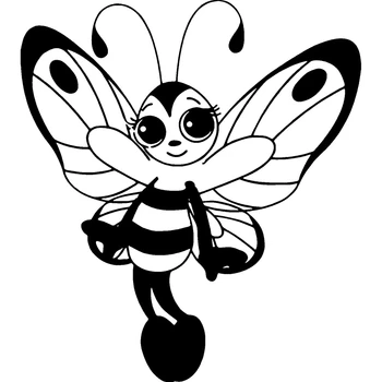 

Cute Cartoon Butterfly Bee Girl Fairytale Car Sticker Window Laptop Decal Cover Pvc Car Sticker Black/white, 20cm * 18cm