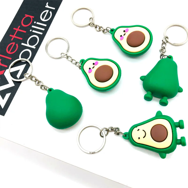 

Avocado PVC Soft Rubber Car Key Chain Couple Gift Car Bag General Key Chain Small Gift PVC and Metal Smile Shy Avocado Keychain
