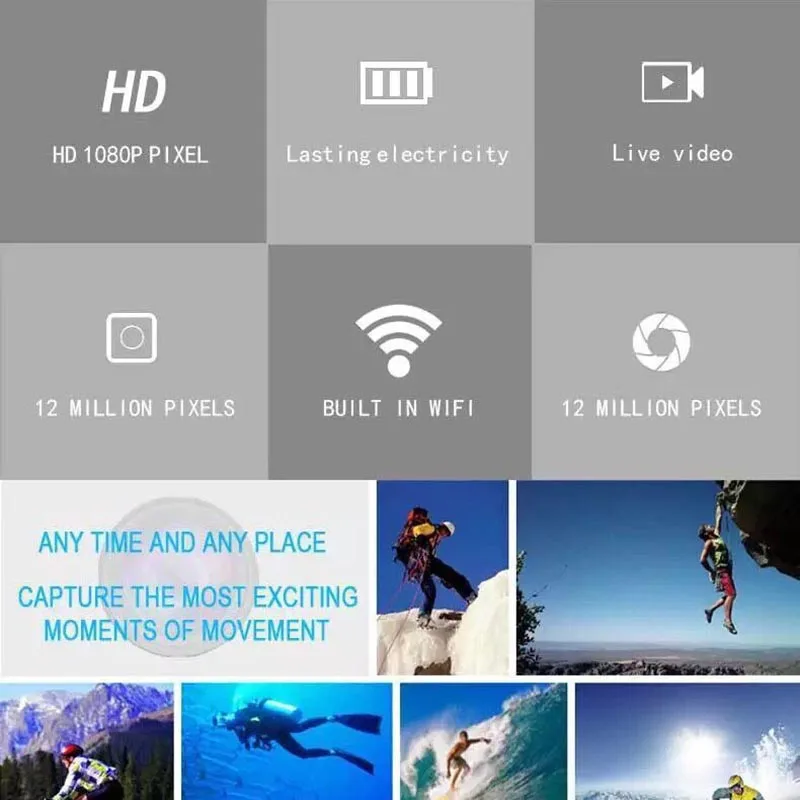 Для домашней видеокамеры 1080P ночная версия высокой четкости WiFi видеокамера Спортивная Экшн-камера