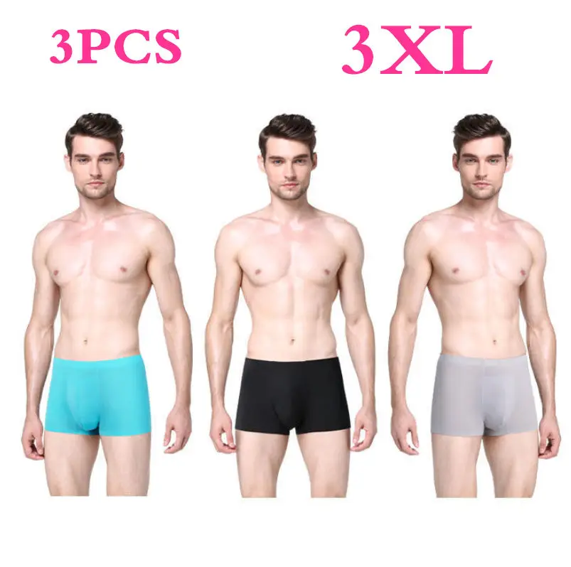3 шт., Xiaomi Mijia, бесшовное мужское шелковое нижнее белье, ультратонкие, крутые, сексуальные, боксеры, мужские, полупрозрачные, дышащие трусы,, 3 цвета - Цвет: 3PCS  3XL