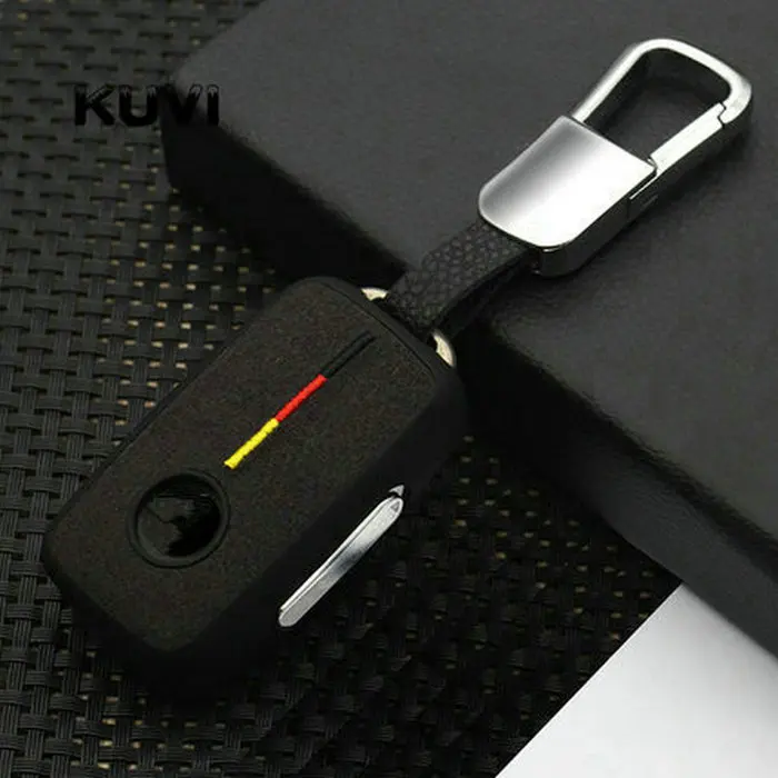 black-keychain 1 ТПУ замшевый чехол для ключей для VW golf для Skoda роскошный Октавия Рапид для SEAT leon ibiza 3 кнопки дистанционного управления - Название цвета: black-keychain 1