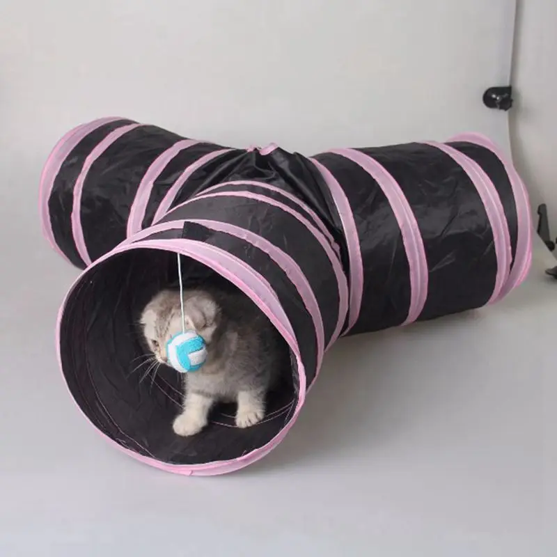 Туннель для кошек 3 Way складной домашнее животное кошка, игры тоннель с звонкий мяч, просторные трубка удовольствие для Кошка Собака Щенок Котенок