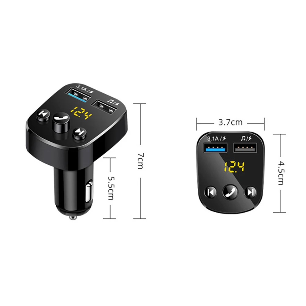 Fm-передатчик Bluetooth 5,0 Автомобильный MP3-плеер адаптер батарея напряжение снижение шума TF карта hands-free Dual USB зарядное устройство