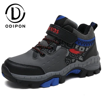 

Odipon Kids Winter Shoes Boys Waterproof Warm Thin Cotton Hiking Shoes Soft Non-slip Outdoor Sport Running Shoes Autumn Winter